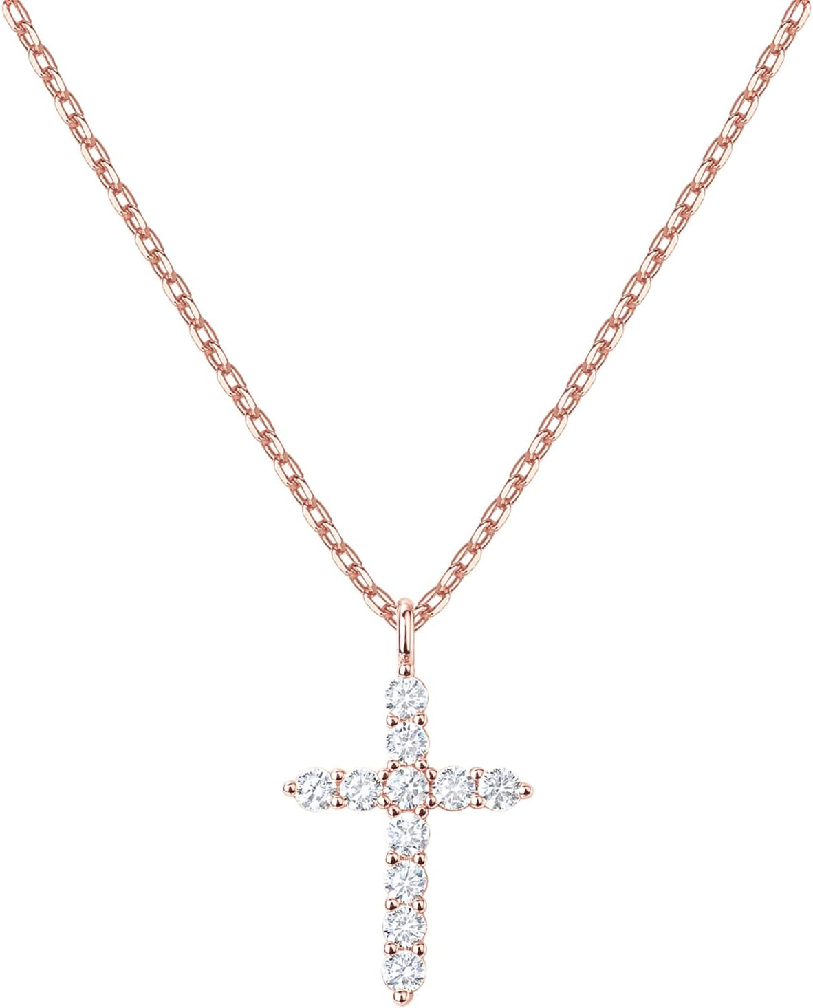 14K Gold Plated Cubic Zirconia Cross Necklace for Women | Cross Faith Pendant Necklaces