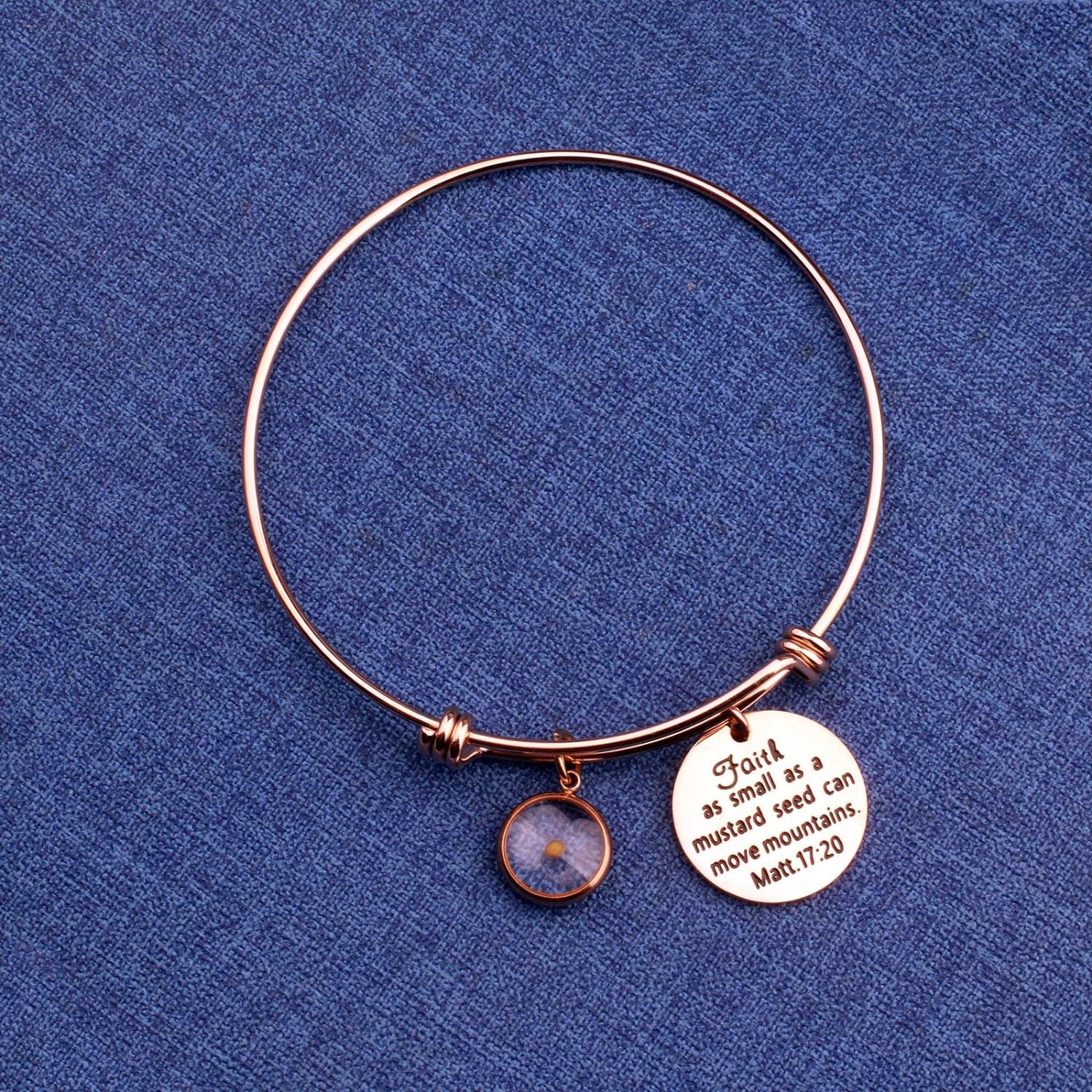 Faith Mustard Seed Bracelet Faith Jewelry Christian Inspirational Gift(Matt 17:20 RG)