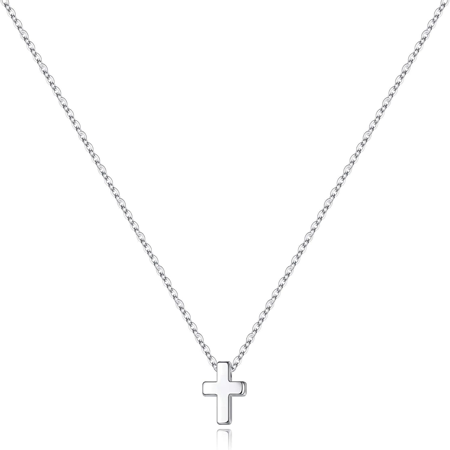 Cross Necklace for Women Girls, Dainty Gold Plated Cross Pendant Necklace Sideways Cross Choker Layered Cross Necklace for Women Girls