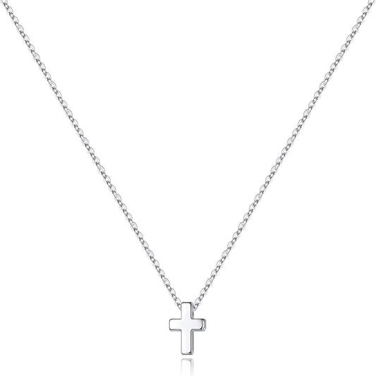 Cross Necklace for Women Girls, Dainty Gold Plated Cross Pendant Necklace Sideways Cross Choker Layered Cross Necklace for Women Girls