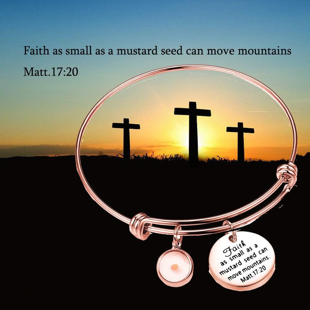 Faith Mustard Seed Bracelet Faith Jewelry Christian Inspirational Gift(Matt 17:20 RG)